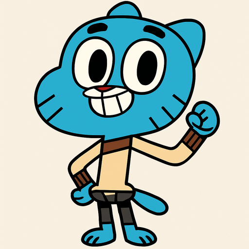 gumball çizgi film karakteri.
In-Game asset.  2d.  High contrast.  No shadows