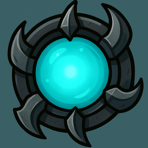 A circle of steel simulate claws. The turret is a cyan glowing orb