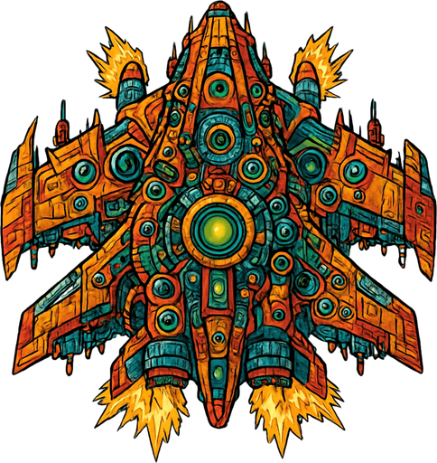 crazy spaceship top view.