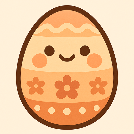 create a cute egg with some pattern and a peach and bege colors.
In-Game asset.  2d.  High contrast.  No shadows
