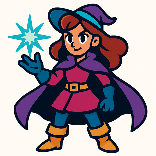 Estella la dresseuse de pouvoirs.
In-Game asset.  2d.  High contrast.  No shadows