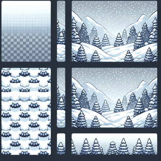повторяющийся задний фон, только снег.
Single Game Texture.  In-Game asset.  2d.  Blank background.  High contrast.  No shadows