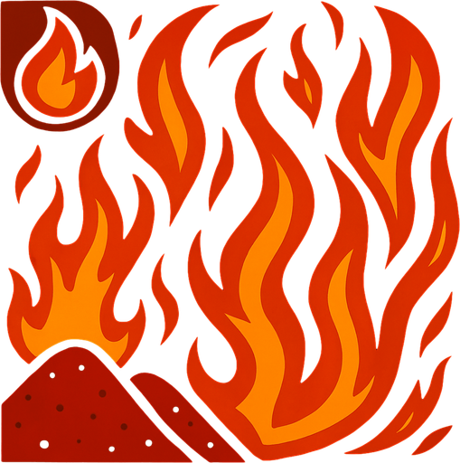 Crea la parte inversa de una carta que representa el elemento fuego, no debe tener texto ni espacio vacío, deben ser flamas y montículos rojos en la parte inferior