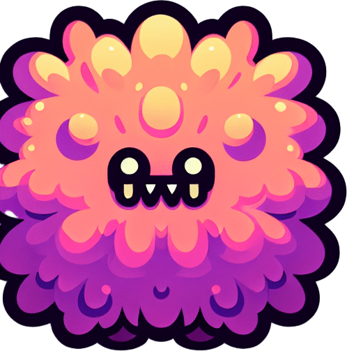 fluffy square monster cutie.
Single Game Texture.  In-Game asset.  2d.  Blank background.  High contrast.  No shadows