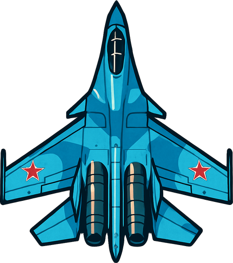 Su 27 uppifrån.
In-Game asset.  2d.  High contrast.  No shadows