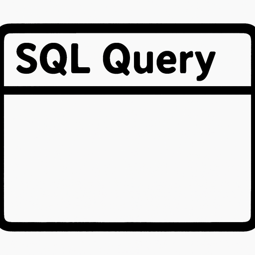 SQL query, in size of 320 on 200 At the top left write: SQL Query
But The whole center of the rectangle is white and empty.
In-Game asset.  2d.  High contrast.  No shadows