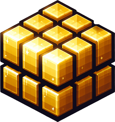 gold blocks.
Single Game Texture.  In-Game asset.  2d.  Blank background.  High contrast.  No shadows