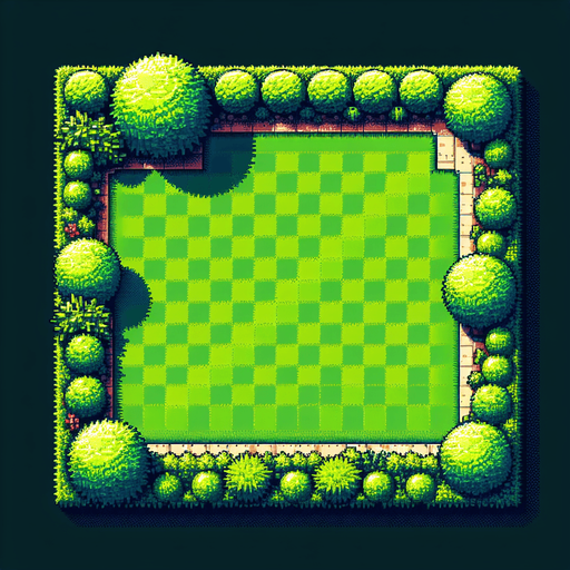 top view of a beautiful and lush clean ans straight lawn square.
Video game style