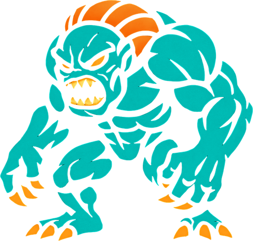 Savage alien strong 2d game.
In-Game asset.  2d.  High contrast.  No shadows