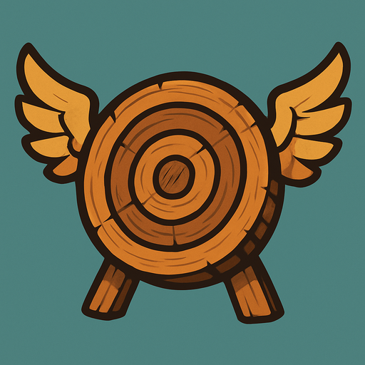 wooden target with wings.
In-Game asset.  2d.  High contrast.  No shadows