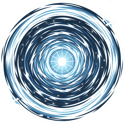 Concentric circles or energy waves expanding outwards from a central point. The waves could be depicted as sharp lines of light blue or white energy. Could also incorporate small lightning-like sparks within the surge..
Single Game Texture.  In-Game asset.  2d.  Blank background.  High contrast.  No shadows