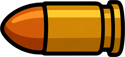 2d revolver bullet.
In-Game asset.  2d.  High contrast.  No shadows