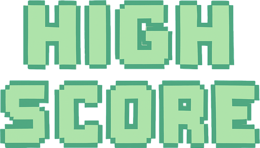 A pixel art text label for a retro 2D game main menu displaying "HIGH SCORE" in bold uppercase letters. The text is centered, large enough to be easily readable, and uses a pastel light green color. The style is simple, flat, and fits the cozy retro pixel art theme of the game. The text label is static and not interactive..
In-Game asset.  2d.  High contrast.  No shadows. pixel art. retro. 2d ui. text label. pastel green. bold uppercase letters. clear font. minimal. flat design. non-interactive