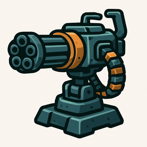 Minigun turret.
In-Game asset.  2d.  High contrast.  No shadows
