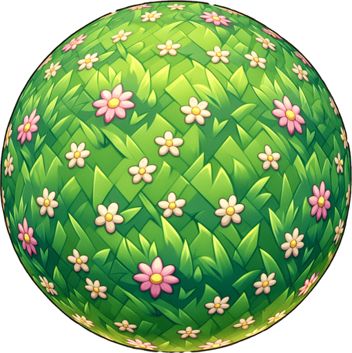 Grass and flower type floore.
Single Game Texture. In-Game asset. 2d. Blank background. High contrast. No shadows.