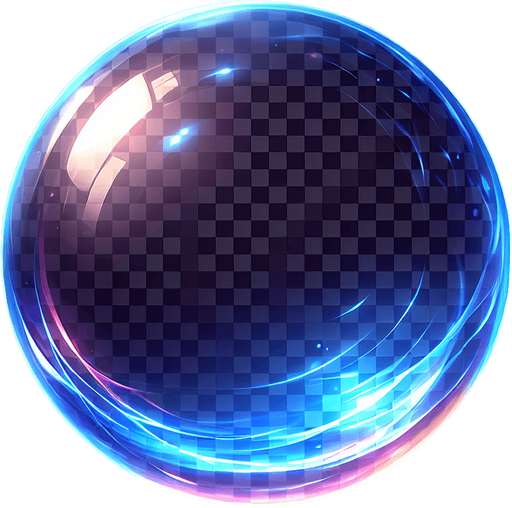 crea un circulo de energia transparente, una esfera de energia.
Single Game Texture. In-Game asset. 2d. Blank background. High contrast. No shadows.