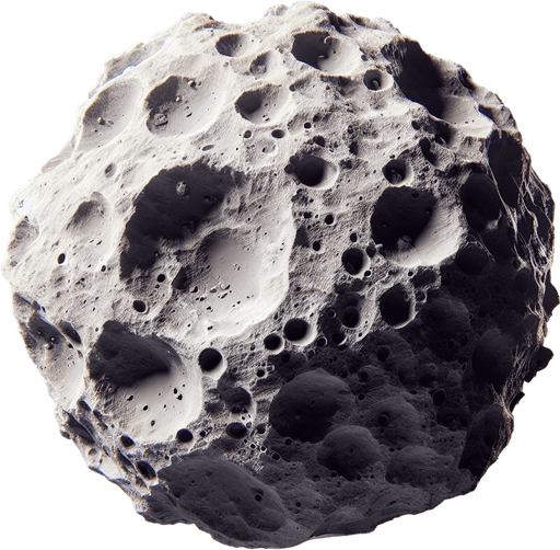 астероид.
Single Game Texture. In-Game asset. 2d. Blank background. High contrast. No shadows.