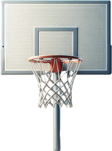 basketball hoop.
Single Game Texture. In-Game asset. 2d. Blank background. High contrast. No shadows.
