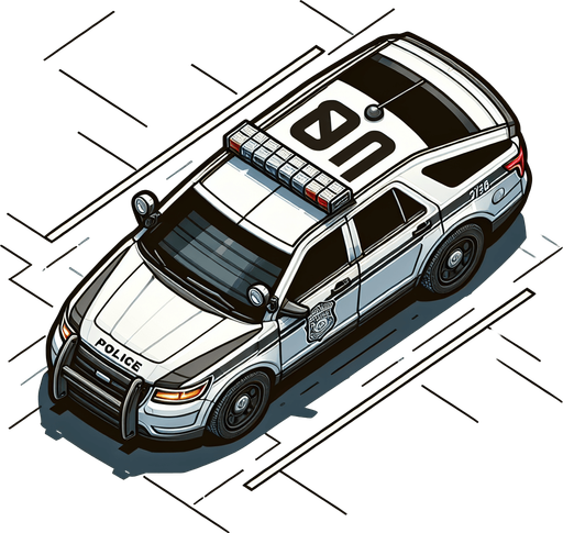 top down trafic car cop
Single Game Texture.  In-Game asset.  2d.  Blank background.  High contrast.  No shadows