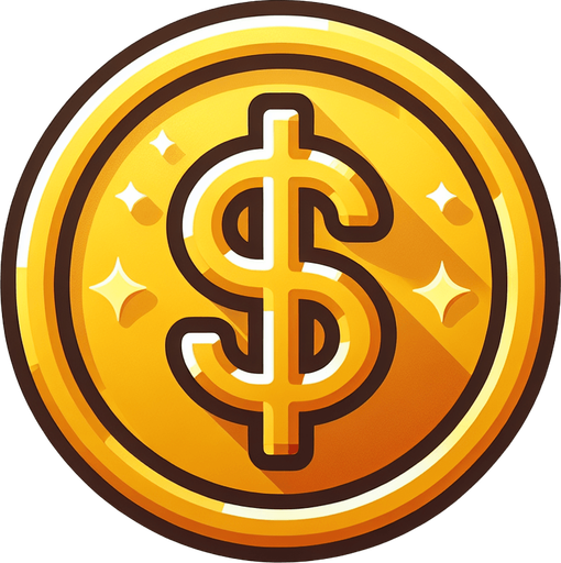 Altın 2d para düz renk.
Single Game Texture.  In-Game asset.  2d.  Blank background.  High contrast.  No shadows