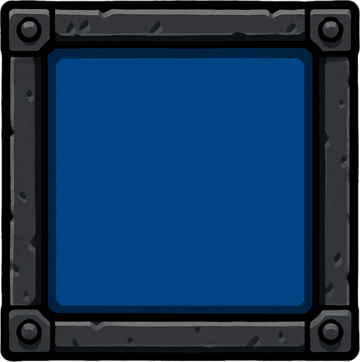 Fondo azul con un marco de hierro.
In-Game asset.  2d.  High contrast.  No shadows