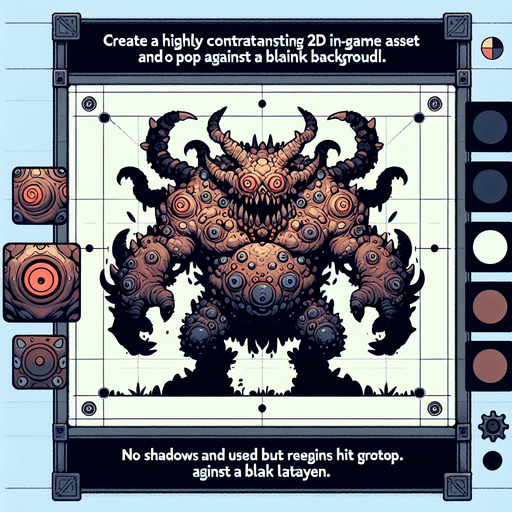 Monster.
Single Game Texture. In-Game asset. 2d. Blank background. High contrast. No shadows.