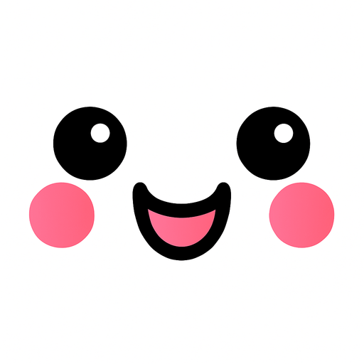 linear features cute face frameless.
In-Game asset.  2d.  High contrast.  No shadows