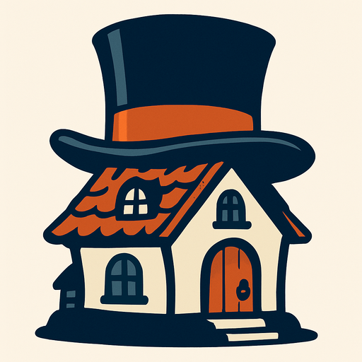 Tophat house.
In-Game asset.  2d.  High contrast.  No shadows