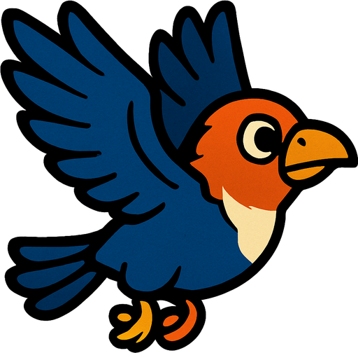 Oiseau qui vole.
In-Game asset.  2d.  High contrast.  No shadows