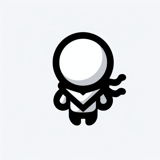 White gameplay character, black outline.
Single Game Texture.  In-Game asset.  2d.  Blank background.  High contrast.  No shadows