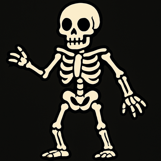 skeleton.
In-Game asset.  2d.  High contrast.  No shadows