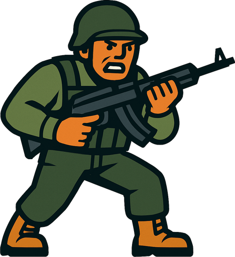 Modern çağ düşman.
In-Game asset.  2d.  High contrast.  No shadows