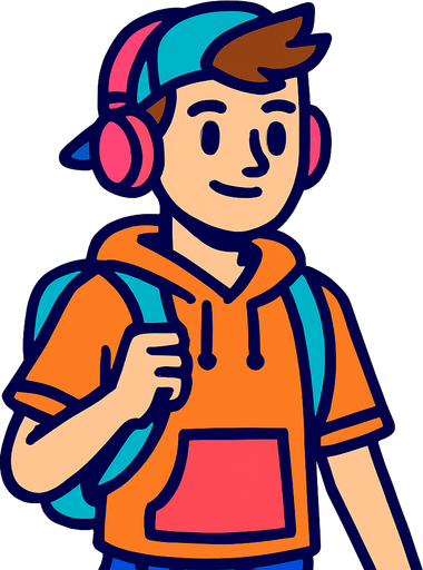 teenager.
In-Game asset.  2d.  High contrast.  No shadows