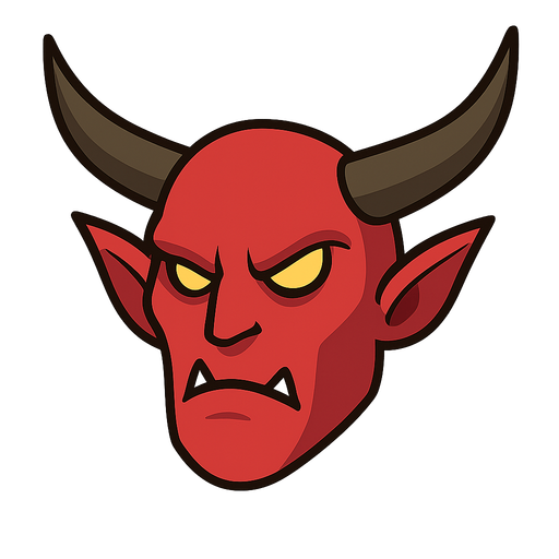 DEMON. No background. Transparent background. Blank background. No shadows. 2d. In-Game asset. flat