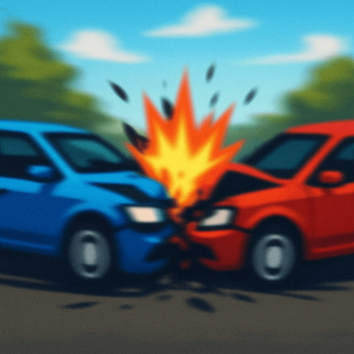 blurry realistic image of a car crash with backround.
In-Game asset.  2d.  High contrast.  No shadows