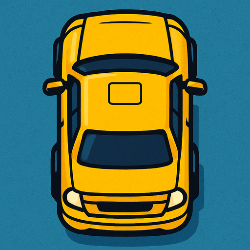 Yellow car bird's eye view.
In-Game asset.  2d.  High contrast.  No shadows