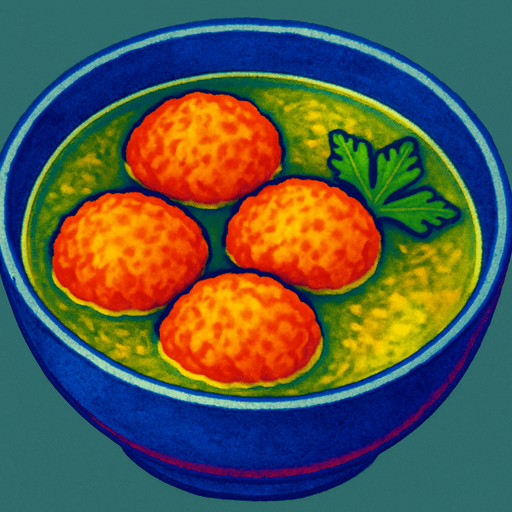 A bowl of fish meatballs in broth.