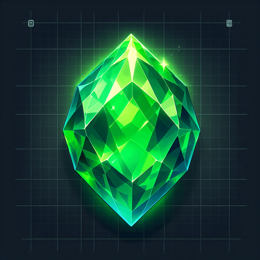 Emarald.
Single Game Texture.  In-Game asset.  2d.  Blank background.  No shadows