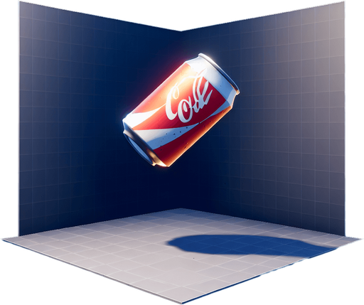 flying soda can, NO WINGS!.
Single Game Texture.  In-Game asset.  2d.  Blank background.  High contrast.  No shadows