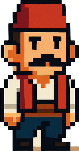 Create a pixel art turkish character.
In-Game asset.  2d.  High contrast.  No shadows