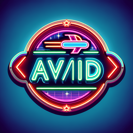 retro sign that says "avoid" with an flying car symbol in neon colors.
Single Game Texture. In-Game asset. 2d. Blank background. High contrast. No shadows.