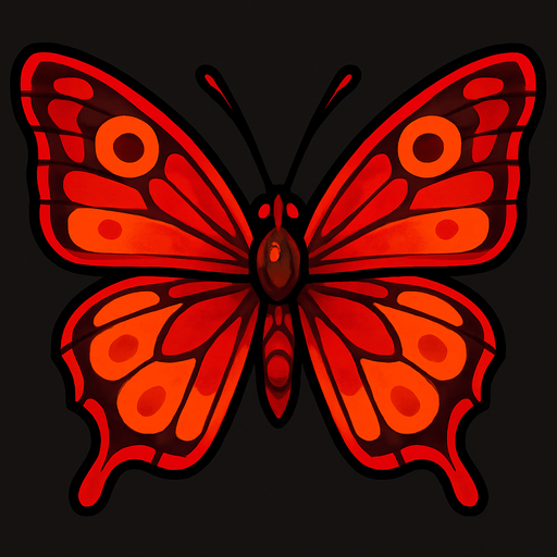 çok güzel renkleri olan ağırlıklı olarak kırmızı renkli kelebek.
In-Game asset.  2d.  High contrast.  No shadows