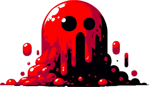 Single Game Texture. In-Game asset. 2d. Blank background. High contrast. No shadows, scary red slime Sprite