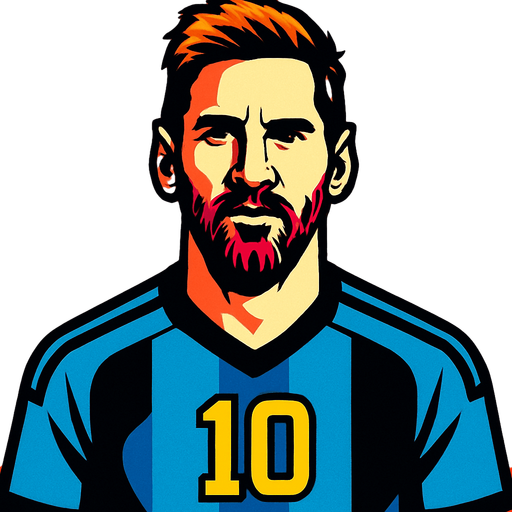 Lionel Messi.
In-Game asset.  2d.  High contrast.  No shadows