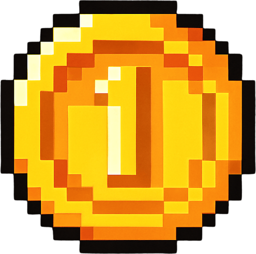 2d pixel art coin.
In-Game asset.  2d.  High contrast.  No shadows