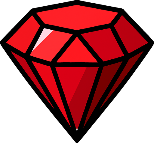 ruby.
In-Game asset.  2d.  High contrast.  No shadows