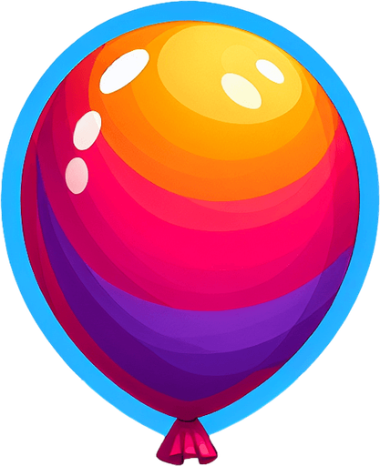 Colorful balloon without background.
Single Game Texture.  In-Game asset.  2d.  Blank background.  High contrast.  No shadows