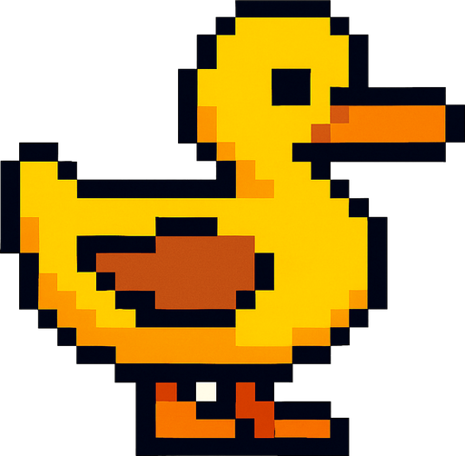 Ordek pixel.
In-Game asset.  2d.  High contrast.  No shadows