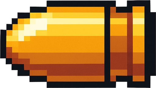 pixel art bullet.
In-Game asset.  2d.  High contrast.  No shadows