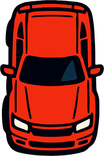 Red car bird's eye view.
In-Game asset.  2d.  High contrast.  No shadows